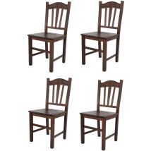 Tommychairs - Set 4 Sedie Modello Silvana Per Cucina Bar E Sala Da Pranzo, Robusta Struttura In Legno Di Faggio Color Noce Scuro E Seduta In Legno