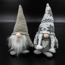 Spetebo - Wichtel Nordic - 2er Set - grau/weiß - jeweils Mann und Frau