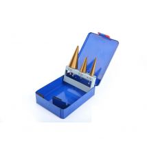 02573 set 3 frese a gradino coniche hss da 4 a 30MM fresa conica