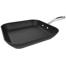 Grill 28 Cm In Alluminio Forgiato, Con 3,5 Mm De Base A Induzione E Rivestimento Antiaderente De Massima Durata, Eterna 100 % Free De Pfoa. Manico In 