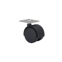 Lenkrolle mit Platte und glatter Achse, schwarz, max. Tragkraft 50 kg, ø 5 cm