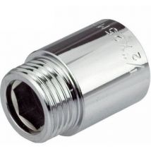 100mm de long 1/2" (15mm) de filetage femelle x mâle laiton chromé