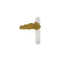 Ouvre&Déco - 1 poignée de porte gauche NOUNOURS sans trou, bois brun entraxe 195 mm