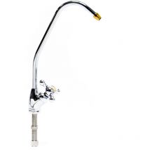 Wiltec Robinet d'eau pour évier – 130 x 34 x 290 mm – raccord 6,35 mm / 1/4' – 300 l/h – « Impérial » i D-02 – Chromé – pour Système Osmose Inverse