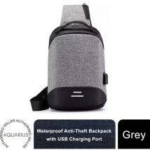 Anti-Theft Waterproof Backpack with usb Charging Port Unisex Small Bag, Grey
