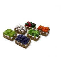 Set 6 Cassette con Ortaggi in Resina Miniature per Presepe 11048