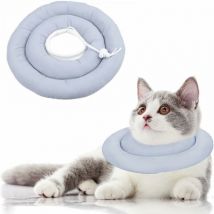 Cyslmuk - 1 collar de recuperación para perros y gatos, color gris y azul, antilamidos, antiarañazos, ajustable, lavable, adecuado para gatos y