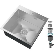 Laveo - 1 compartiment évier en acier 50x50 siphon chromé