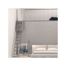 Matisère - Echelle de meunier accordéon pour mezzanine grise avec main courante à droite - palco/a/g