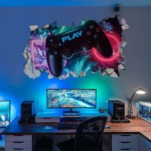 1 feuille, 5032cm, sticker mural 3D gamer, décoration murale poster gamer, sticker mural chambre garçon, sticker mural salon moderne, sticker mural