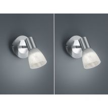 2er Set led Wandstrahler Silber mit Glas Lampenschirm, Breite 10cm