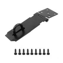 1 grapa para candado, cierre de puerta de 4 pulgadas, pestillo de acero inoxidable con tornillos, seguridad para puerta de gabinete, color negro