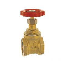 Ferro - 1' Inch bsp Strong Brass Sluice Gate Valve Water Stop with Red Head Handle