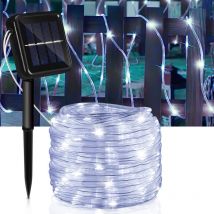 Wolketon - 1 jeu de guirlandes lumineuses solaires 8 fonctions,200 led étanches,22 m(Blanc Froid)
