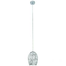 Crackle - 1 Light Ceiling Pendant Chrome, White with Mosaic Glass Shade, E27 - Searchlight