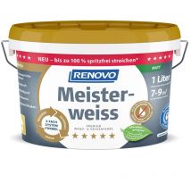 Premium Wand- und Deckenfarbe Meisterweiss matt 1,0 Ltr. - Renovo