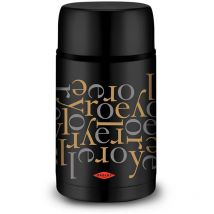 1 Liter Thermoskanne für feste Getränke, BPA-frei, schwarz mit Schriftzug-Motiv