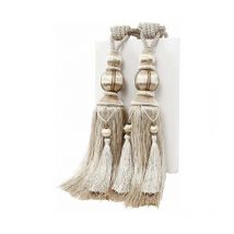 1 Paire Beige d'embrasses de Rideaux en Corde Fait à la Main avec Pompons pour Rideaux de Fenêtre Drapé Corde pour Décoration de Maison ou de Bureau