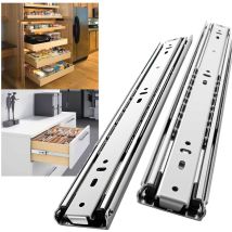 1 Paire Glissière de tiroir pour charges lourdes, capacité de charge jusqu'à 68 kg, extension complète à 3 volets, montage latéral Extension 45mm,