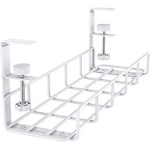 Sjqka - 1 paquet de plateau métallique sous le bureau pour la gestion des câbles et des multiprises (blanc)