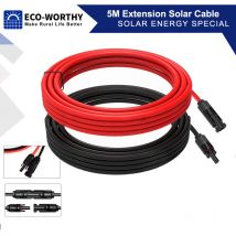 Eco-worthy - 1 par de cables solares de 5 m Cable de extensión de 4 mm² para módulos solares panel solar