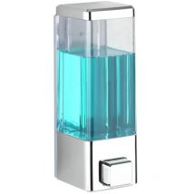 Distributeur de savon mural, 6 x 18,5 x 7,5 cm, distributeur de désinfectant de couleur chrome pour salle de bain, distributeur de savon en plastique