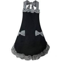 1 pcs Femme Tablier, Tabliers Noirs pour Femmes avec 2 Poches, Tabliers de Cuisine Imperméables, Tablier de Chef pour Cuisiner, Jardiner, Tabliers