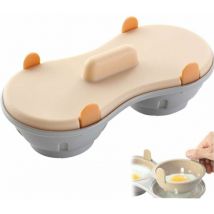 1 Pcs Micro-Ondes pocheuse Lave-Vaisselle Double Caves Oeuf poché Maker Coupes Double Egg Cooker Four à Micro-Oeuf poché à Vapeur Cuisine Gadget