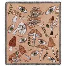 1 Pièce 160x130cm Couverture Plaid champignons Tricotée Décorée avec des Franges Bohême Simple Doux Confortable Protéger Contre Le Froid pour Canapé