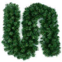 Cyslmuk - 1 Pièce 2.7m Guirlande de Sapin de Noël Artificiel Tête Décorative Intérieur Extérieur Ornements de Noël Vert Ornement Vert Ornements de