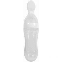 1 pièce de 90 ml en silicone à presser, cuillère d'alimentation en céréales, supplément de riz, biberon en silicone pour tout-petits avec cuillère