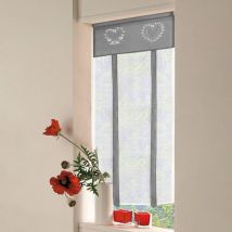 1 Piece Embroidery Roman Shade Voile Curtain Shade Breeze Curtains Tulle Window Cover for Bedroom, Office, Bathroom, Kitchen, Grey, 45cm w x 90cm h