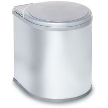 Poubelle ronde en inox R.380503 - Poubelle ronde en inox mat avec 1 compartiment pivotant