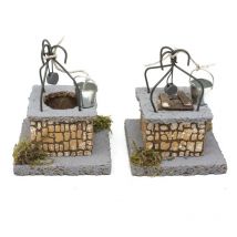 Pozzo per Presepe Set 2 pezzi in Sughero e Ferro 9x9x15 cm - 85424
