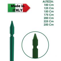 1 pz palo paletto in ferro a t 30x30x3 mm plastificato verde per rete recinzione - h 125 cm