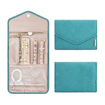 1 sac à bijoux enroulable, sac à bijoux de voyage en cuir, boîte à bijoux pliable, boîte à bijoux légère, boucles d'oreilles, collier, bracelet,