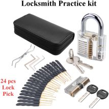 1 Set Déverrouillage Serrure Pick Formation Transparent Pratique Ouvre-serrure Serrurier Outils + Ensemble De Cadenas Hasaki