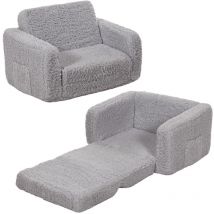 Maerex - 1 sofá plegable para niños, 2 en 1, sofá cama para niños, sillón para dormitorio, sala de juegos, gris