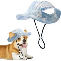 1 Sonnenkappe, Baumwolle, Verstellbar, Uv-schutz, Für Kleine Hunde Und Katzen, Blau