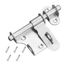 Guazhunifr - 1 Stück) 12 cm Schiebetürschloss, Edelstahl-Überfalle, verdickt, robust und langlebig, mit Loch für Vorhängeschloss, für Badezimmer,