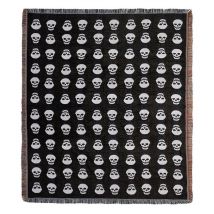 Linghhang - 1 Stück 160 x 130 cm, gestrickte Decke mit Totenkopfmotiv, verziert mit Fransen, Bohemian-Stil, schlicht, weich und bequem, schützt vor