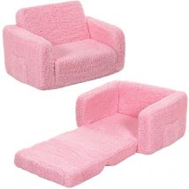 Maerex - 1 Stück faltbares Kindersofa, 2-in-1 Kinder-Schlafsofa, Sessel für Schlafzimmer, Spielzimmer – Rosa