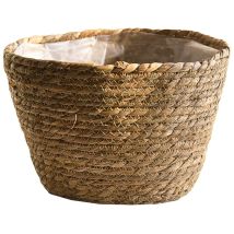 1 support décoratif en paille tressée pour plantes en pot vertes d'intérieur, décoration de la maison