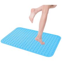 1 tapis de salle de bain, douche avec ventouses, inodore, doux, antidérapant, tapis de sol de salle de bain - bleu