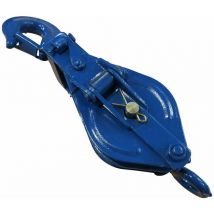 1 Ton 100MM Double Sheave Snatch Block With Swivel Hook Blue Painted - 10MM Wire Rope Safety Lifting