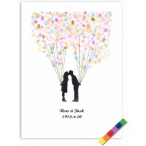 Fei Yu - 1 types d'arbre d'empreintes digitales livre d'or de mariage personnalisé affiche de livre d'or de mariage avec encre 6 couleurs