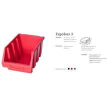 1 x Ergo l+ Rojo Cajas de Almacenamiento Apilables, Caja de Plástico 170x240x126 mm, Ideal para Organización, Resistente y Práctica para Herramientas