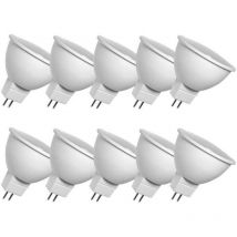 10 Ampoules LED 6 Watts MR16 / GU5.3 3000K blanc chaud 580 lumens