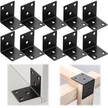 10 Befestigungswinkel, Schwarzes Metall, 40 X 40 X 38 Mm, 90°-winkel, L-förmige Halterung Zur Reparatur Von Holzmöbeln