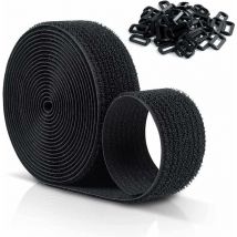 Cinghie antigraffio in velcro riutilizzabili Fascette fermacavi regolabili da 10x25 mm con 50 fibbie in plastica Fascette fermacavi in nylon nero con